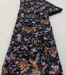 <strong>Heavy</strong> Industry Beaded Antique Embroidery Soft Thin Mesh <strong>Lace</strong> Retro Fishtail Dress Stage Performance Clothing <strong>Fabric</strong> - Product Image 2