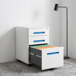 Modern KD Structure Steel <b>Filing</b> Cabinet with Key Lock Mobile Office Furniture for Home Office Commercial Use Blue White Design - Product Image 4