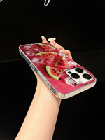 Coque de téléphone transparente antichoc motif pastèque et glaçons pour iPhone 16/15/14/13/17 Pro Max, Coque iPhone 15 Pro Max