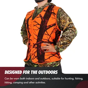เสื้อกั๊กกลา<span class=keywords><strong>ง</strong></span>แจ้งสำหรับผู้ชาย, เสื้อกั๊กสำหรับ M-4XL สีส้มสำหรับเดินป่าตกปลาตั้<span class=keywords><strong>ง</strong></span>แคมป์ล่าสัตว์ - Product Image 4