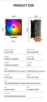 Ventilateur de refroidissement profond pour processeur d'ordinateur, nouveau style, pour PC et serveur, avec 2025 caloducs en cuivre 155x128x80mm, ventilateur de dissipateur thermique ARGB