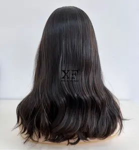 XF özel cilt üst peruk doğal saç golleri ile klasik renk dalga saç yahudi peruk