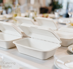 Boîte alimentaire jetable de 450 ml en bagasse de canne à sucre, compatible micro-ondes, pour plats à emporter - Product Image 2