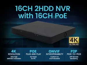 16ch Nvr H265 Cloud Storage P2p 4ch 8ch 16ch Poe Nvr Security Network Video Recorder IP 4K Cctv Nvr