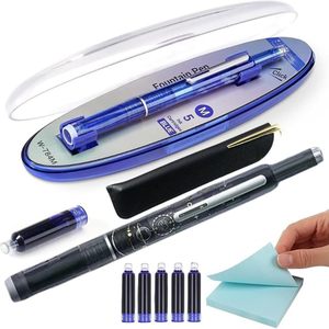 Juego de plumas estilográficas con cartuchos de tinta, punta azul M, regalo para escritura de oficina - Product Image 1