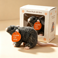 Vente en gros d'usine en stock, jouet en peluche souris réaliste, boîte cadeau animal en peluche simulation rat, coton PP, OEM, cadeau pour enfants