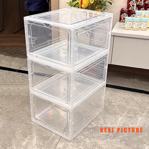 Caja de Zapatos Plegable Transparente de Plástico PP de 13 x 9.8 x 7 Pulgadas, Organizador de Zapatos Apilable que Ahorra Espacio, Estante de Almacenamiento de Zapatos, Disponible en Almacén de EE. UU. - Product Image 5