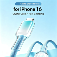 Câble Type C tressé transparent effet cristal de glace, durable avec protection, câble de charge rapide pour téléphone, charge rapide