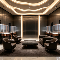 Vitrine de présentation de bijoux en acier inoxydable couleur or rose, comptoir rond avec éclairage LED