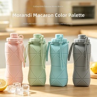 Tumbler Silikon Food Grade Dapat Dilipat Botol Air Lipat Portabel Cangkir Minuman Olahraga Gaya Kuno