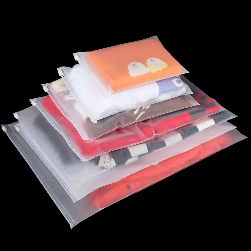Benutzer definierte Kosmetik verpackung Plastiktüten mit Reiß verschluss PVC für Bade bekleidung Schmuck Kleidung Pink Frosted Zip Lock Bag