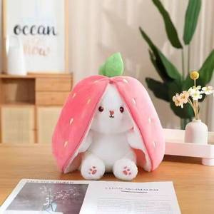 Strawberry Rabbit Plush Toy <b>Pillow</b> With Carrot And Strawberry Design For Kids Party Decor 0 To 24 Months Unisex - Product Image 3