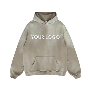 Sweat-shirts surdimensionnés de haute qualité avec logo personnalisé, vintage, 100% coton, lavage à l'acide, grandes tailles, sweats à capuche pour hommes, vente en gros - Product Image 3
