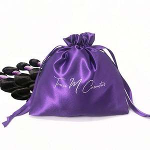 Sacs cadeaux en satin à cordon de serrage en soie pour le stockage de perruques, vente en gros, avec logo - Product Image 1