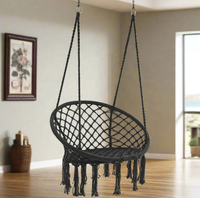 Fauteuil suspendu en macramé moderne noir pour patio, extérieur, intérieur, jardin