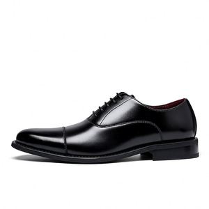 Chaussures Oxford de luxe pour hommes à bout carré, en cuir véritable, à lacets, pour affaires, avec talon anglais, antidérapantes et respirantes - Product Image 5