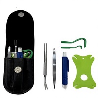 Kit de suppression des tiques 5-en-1 avec pince à tiques, stylo à tiques et pochette, extracteur de tiques pour chiens, chats et humains, outil portable pour le camping en plein air