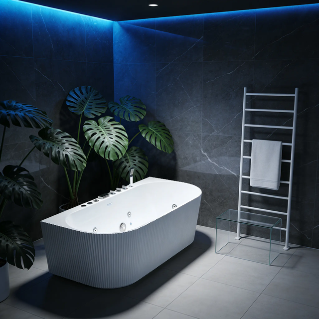 Freestanding Modern Eco-friendly Spa Massage Bathtub Whirlpool with Air Nozzle Massage LED Lamp for Hotel WT-520FL-17080