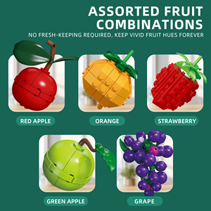 Juego de Bloques de Construcción de Bandeja de Frutas, Modelo de Manzana Simulada Realista, Decoración de Escritorio para el Hogar, Ensamblaje DIY - Product Image 5