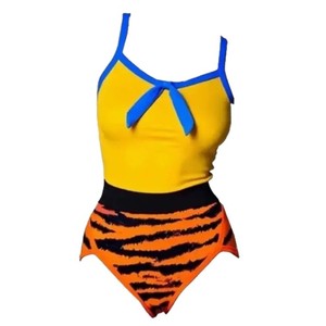 Maillot de bain une pièce femme Spot Niche, style halter, à lacets, col contrastant, imprimé animal, Great Sage, nouveau, rétro, coupe ajustée tendance - Product Image 5
