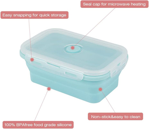 Customized Logo Kitchen Gadget BPA Free Silicone Lunch <b>Box</b> Bento <b>Box</b> <b>Collapsible</b> Folding Food <b>Storage</b> Container With Lids - Product Image 4