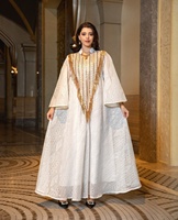 Robe Abaya Musulmane de Luxe Broderie Paillettes Élégante pour Femme, Robe de Soirée Arabe Eid Dubaï Jalabiya Islam Turquie Maroc