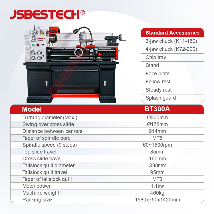 JSBESTECH Company BT300A Manual Lathe Machine