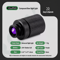 Lumière de visée pour arc composé 9 mm, filetage universel, en alliage d'aluminium, LED vert-violet, pile LR41, interrupteur rapide, pour viseurs d'arc