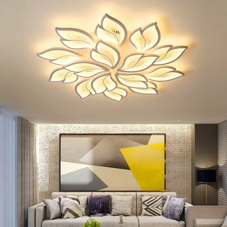 Vente chaude Décoratif Cristal Lumière Fleur Éclairage Encastré Smart Moderne De Luxe Salon Chambre 198w Led Plafonnier