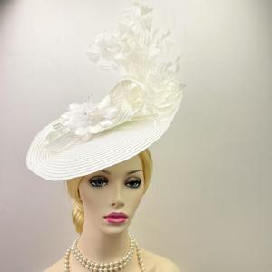 Elegant Ladies Fashion <strong>white</strong> big feather Kentucky Derby <strong>Fascinators</strong> hats Wedding Tea Party Church Hat <strong>Headband</strong> Outdoor - Product Image 5