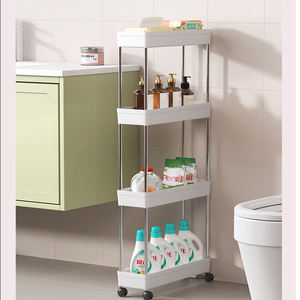 유틸리티 슬림 스토리지 카트 4 계층 롤링 주방 세탁실 카트 좁은 욕실 캐비닛 모바일 선반 단위 주최자 트롤리 - Product Image 5