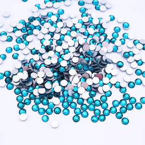 Cristaux de verre bleu clair <span class=keywords><strong>pour</strong></span> ongles, strass plats, pierres et cristaux non thermocollants, perles rondes - Product Image 6