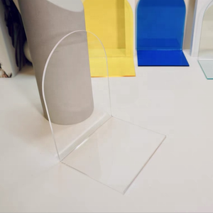 L צורת אקריליק Bookend עם Magaziner כיס אקריליק כן ציור ספר מחזיק מעמד Rack Libiary מדף ספרים תומכי ספרים - Product Image 3