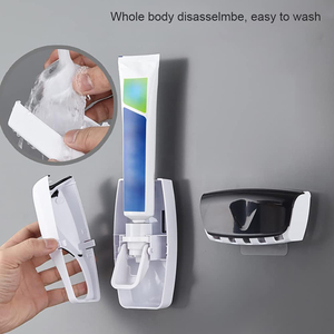 2 Pcs Bathroom Set <strong>WallMounted</strong> Automatic Toothpaste Squeezer Dispenser 5 Slots Toothbrush Holder for Adults Kids Family Use <strong>Kit</strong> - Product Image 5