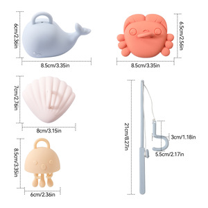 Silicone pesca gioco, Montessori belle abilità motorie gioco di pesce da bagno giocattolo per 1-3 4-8 anni bambino - Product Image 6