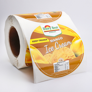 Autocollant graphique personnalisé grand format, rouleau de logo, étiquette adhésive ronde imperméable pour emballages congelés, coupes de crème glacée - Product Image 3