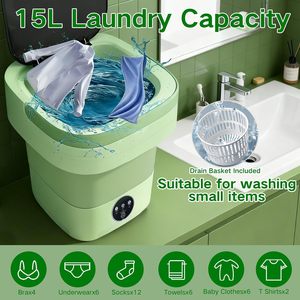 Lavadora/Secadora Portátil Plegable de Plástico de 8L, Semi-Automática, Todo en Uno, para Hotel, con Pantalla Táctil y Ahorro de Energía - Product Image 4
