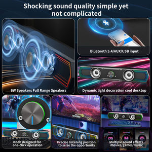Coomaer ST201 Solution Personnalisée 2.0 Haut-parleur USB pour Ordinateur, Barre de Son RGB sans Fil pour Jeux et Téléphone Mobile - Product Image 2