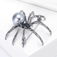Broches araignée noire pour femmes avec strass insecte broche perle bijoux pour été mode Cool accessoires-idée cadeau parfaite