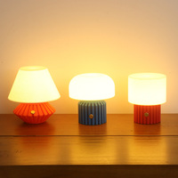 Lampe de chevet ovale plissée imprimée en 3D rechargeable, design ferme, à commande tactile, LED dimmable, lampe de nuit premium pour fille