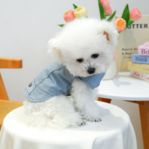 PETCIRCLE Ropa para Mascotas Primavera/Verano - Chaqueta Vaquera Clásica para Perros y Gatos - Color Sólido - Product Image 1