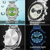 Montre chronographe à quartz pour homme, en acier inoxydable, avec cadran à aiguilles, affichage de la date, étanche, montre de luxe