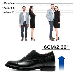 أحذية رجالية رسمية لزيادة الطول برباط وتهوية للخريف، أحذية سوداء مرتفعة 6 سم للمكتب والعمل، بيع بالجملة - Product Image 6