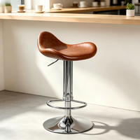 Tabourets de bar contemporains en cuir PU marron robuste, pivotants, réglables avec vérin à gaz, chaises de comptoir, chaises de barbier commerciales
