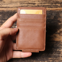 Couche supérieure en cuir Pu plusieurs fentes pour cartes Rfid boucle d'aspiration magnétique US Dollar Clip portefeuille pour hommes porte-carte de crédit