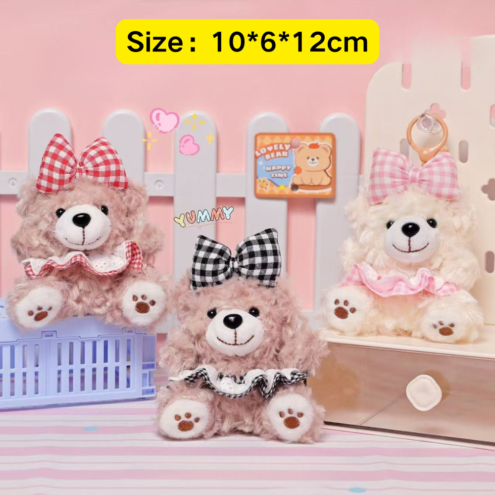 Multi-colour skirt & bow style bear