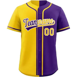 Meilleur Prix Séchage Rapide Conception Équipe Nom Logo Numéro Impression Bouton Baseball Uniforme T-shirt Polyester Baseball Jersey