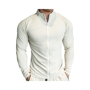 Chaqueta Deportiva de Cuero para Hombre, Corte Ajustado, para Gimnasio, Entrenamiento, Deporte, con Cierre, Cuello Redondo, Impermeable, Ecológica - Product Image 1