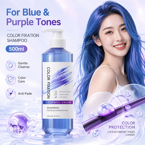 <span class=keywords><strong>Shampoo</strong></span> Color Lock OEM ODM 500ml Blu Protezione Colore <span class=keywords><strong>pH</strong></span> Acidulo Sottile 5.5 Olio di Crusca di Riso per Capelli Danneggiati e Tinti Gel Anti-Sbiadimento - Product Image 1