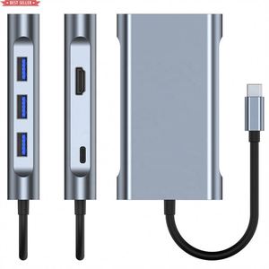 محول Jumon Aux شاحن محطة إرساء PD محول إيثرنت سريع كمبيوتر محمول نوع C 4K HDTV <span class=keywords><strong>Usb</strong></span> RJ45 <span class=keywords><strong>USB</strong></span> 7 في 1 <span class=keywords><strong>USB</strong></span> C HUB - Product Image 3